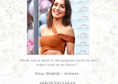 Roxy Shahidi, actress, Emmerdale:"Thank you to the gorgeous Sarah for her expert work."